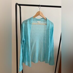 Eileen Fisher linen open front cardigan size M
